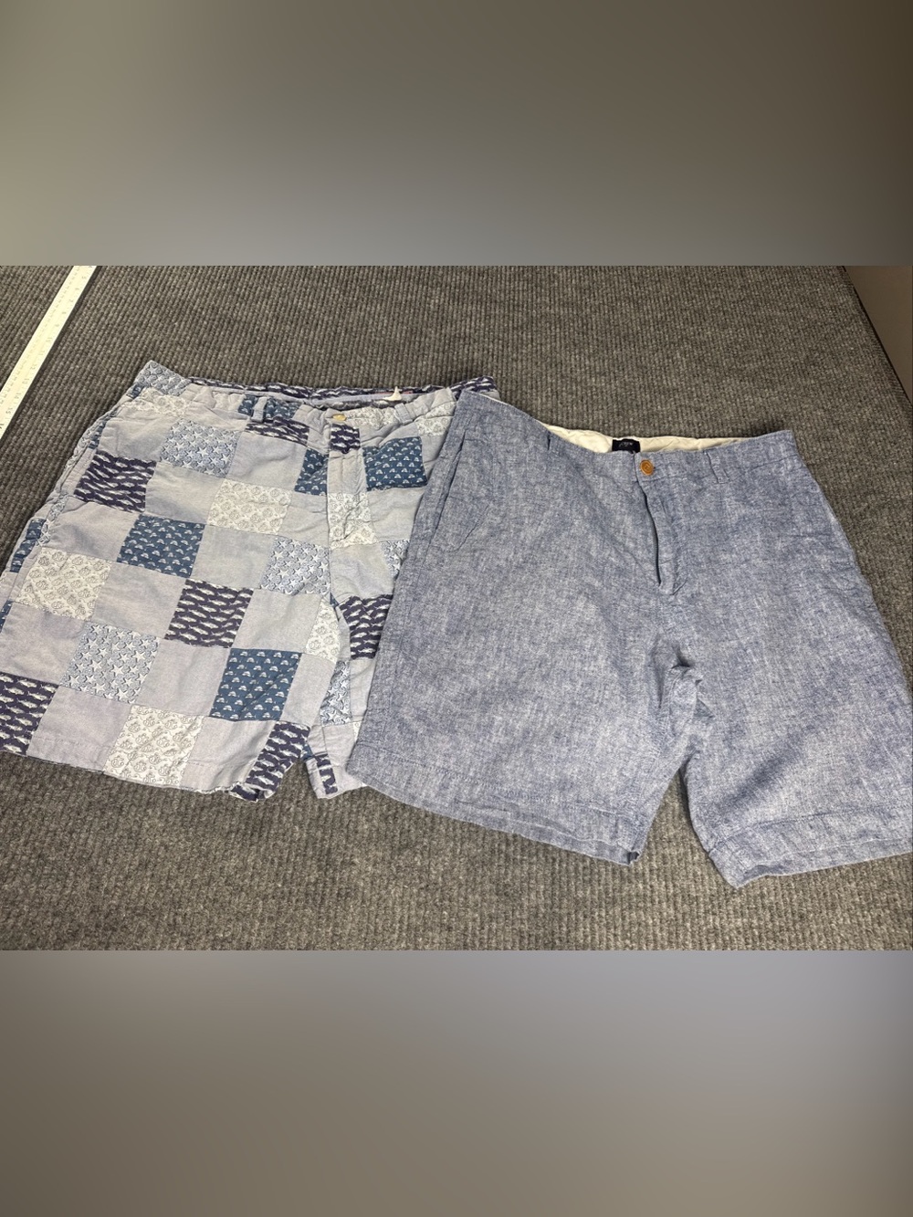 Vineyard Vines & J Crew Shorts Linen & Cotton Madras Plaid Men’s 36 Preppy Fish